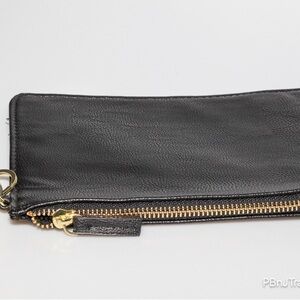 Steve Madden Black Leather Wristlet with Gold Accents